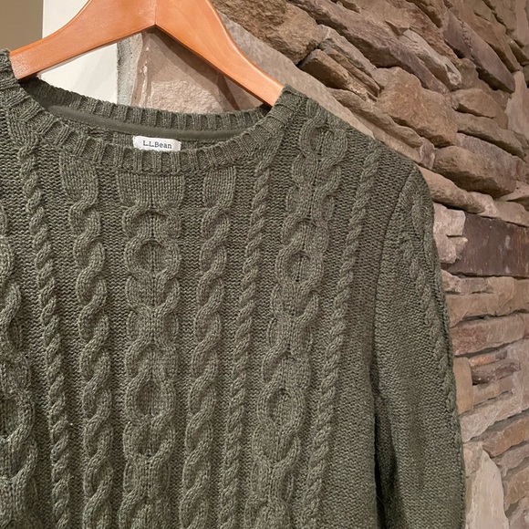 Forest green cotton fisherman’s weave sweater - Picture 2 of 5